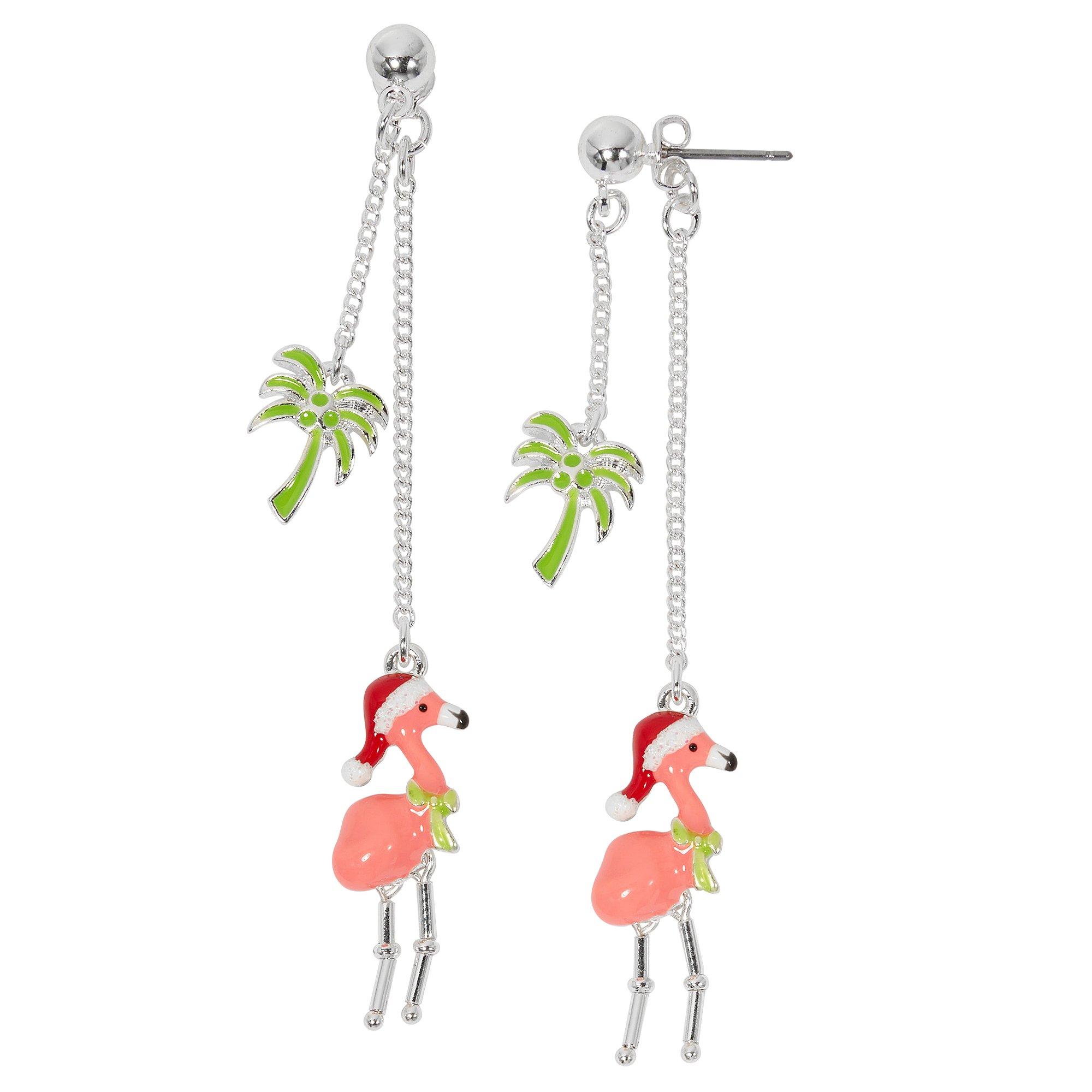 Flamingo Palm Dangle Earrings