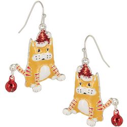 Brighten The Season 1.5 In. Santa Hat Kitten Dangle Earrings