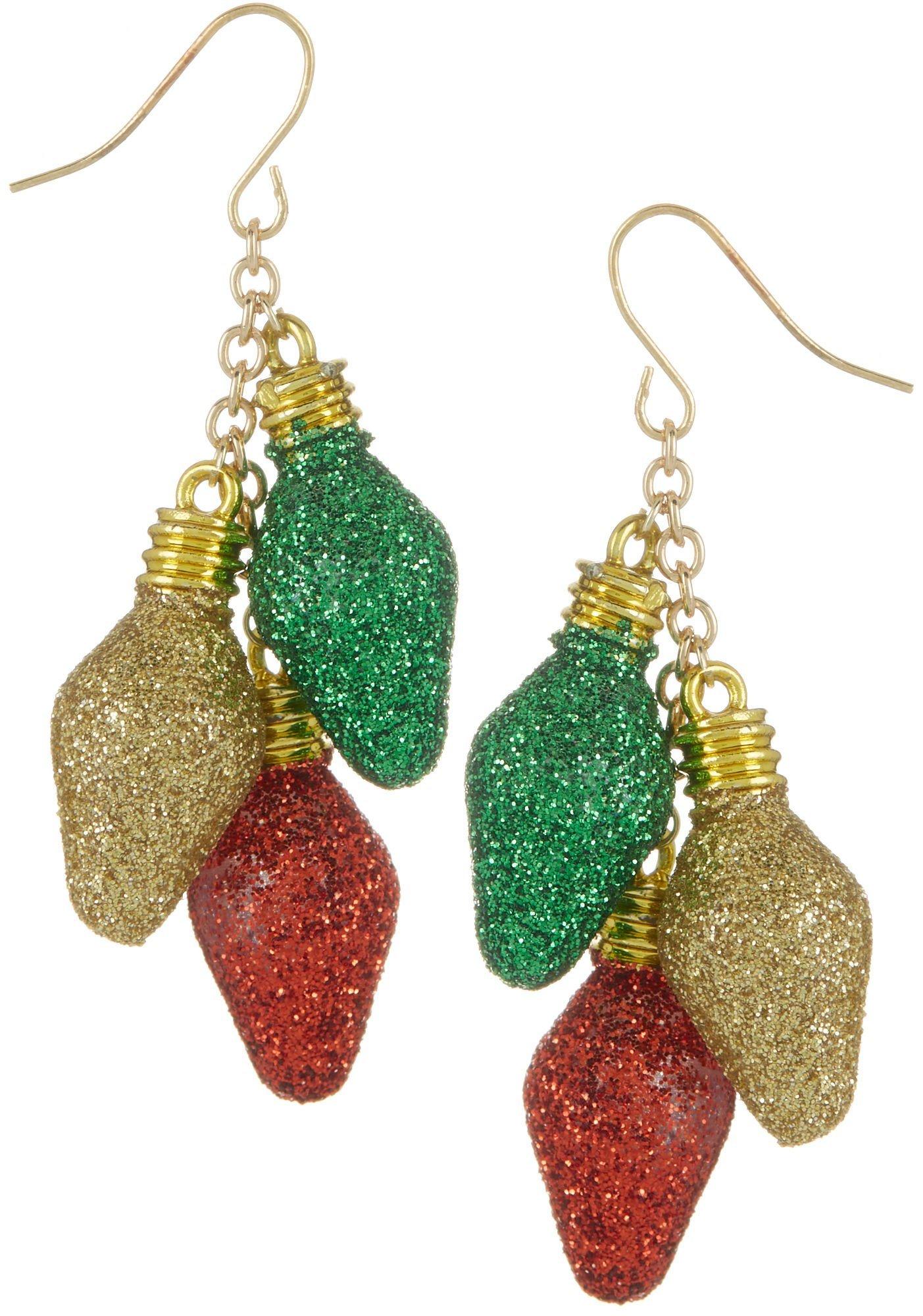 Brighten The Season 2.25 In. Glitter Bulb Dangle Earrings
