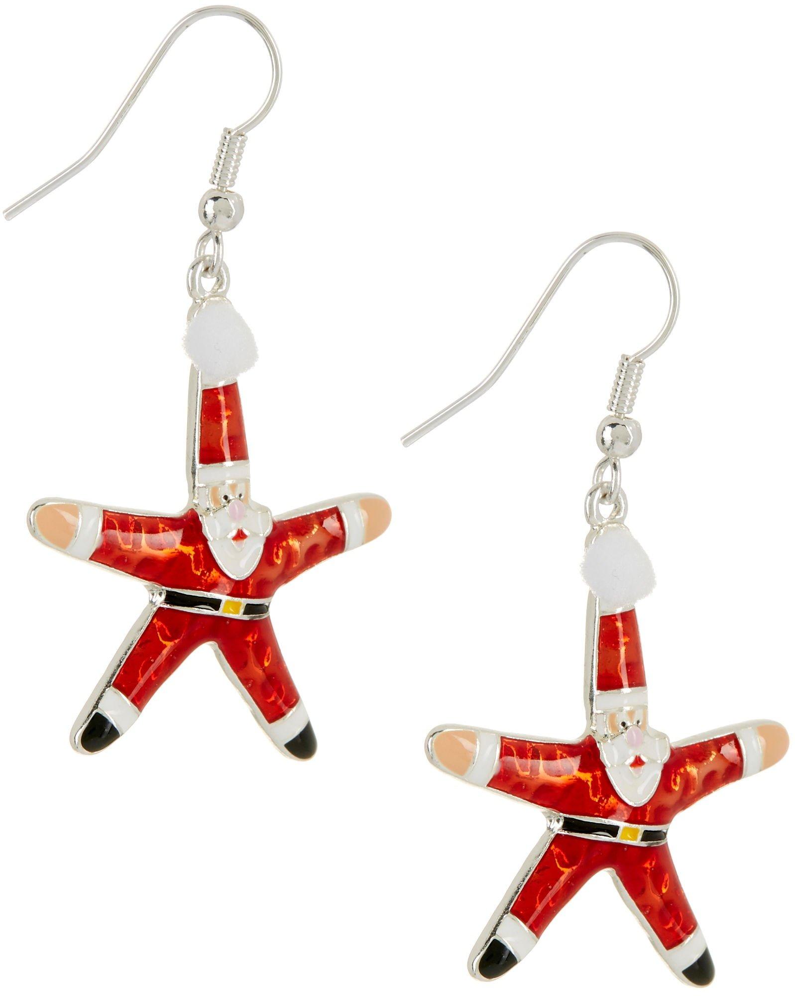Brighten The Season 1.5 In. Santa Starfish Dangle Earrings