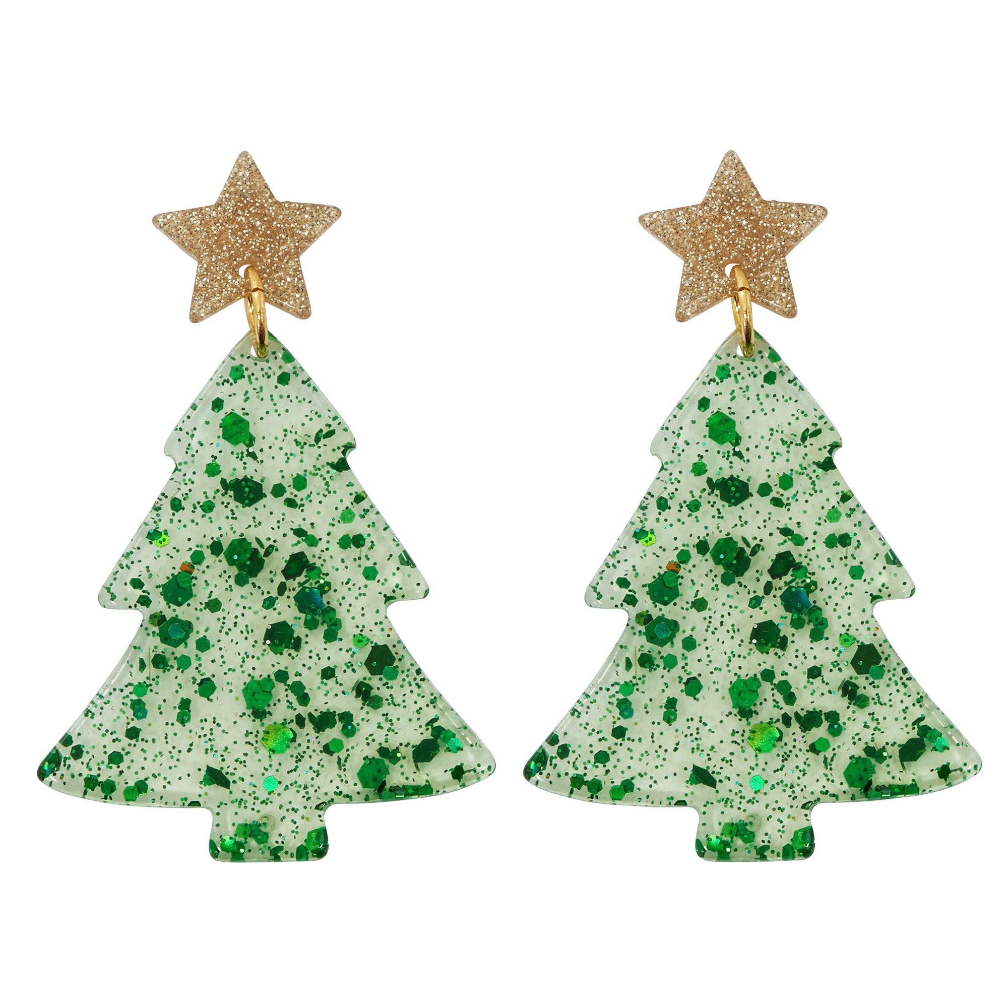Brighten The Season 1.75 In. Glitter Tree Dangle Earrings