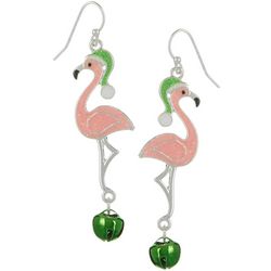 Brighten The Season 2 In. Flamingo Bell Dangle Earrings