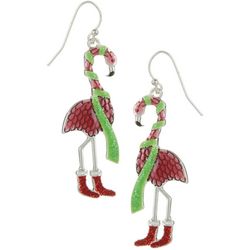 Brighten The Season 2 In. Flamingo Socks Dangle Earrings