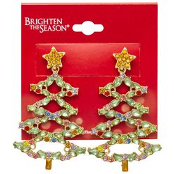 Brighten The Season Crystal Christmas Tree Post Earrings