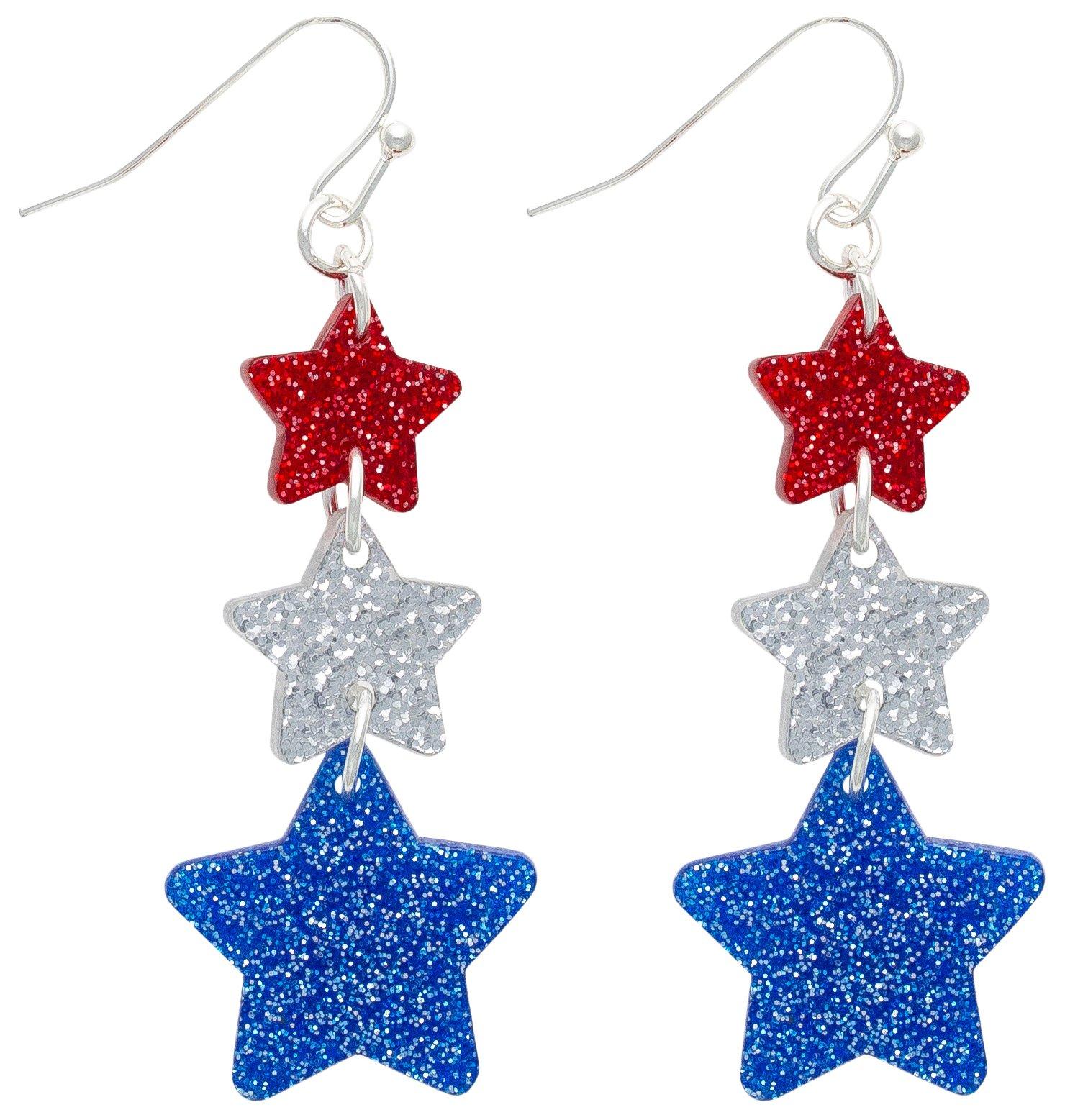 Americana 3 Star Drop Earrings