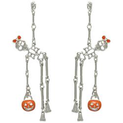 Skeleton Pumpkin 3.5 In. Dangle Post Top Earrings