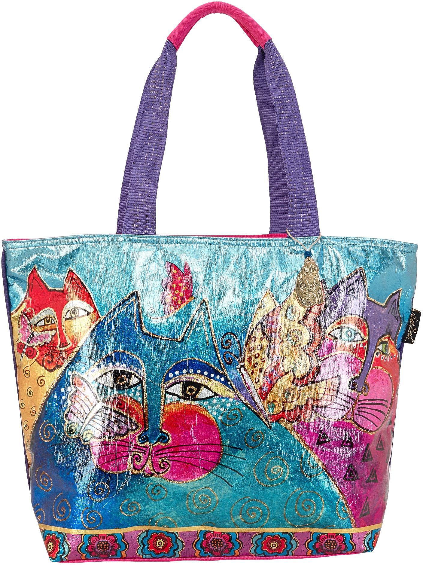 Laurel Burch Felines & Flutterbies Tote Handbag One Size Multi ...