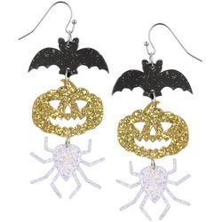 2.5 In. Glitter Halloween Symbols Dangle Earrings