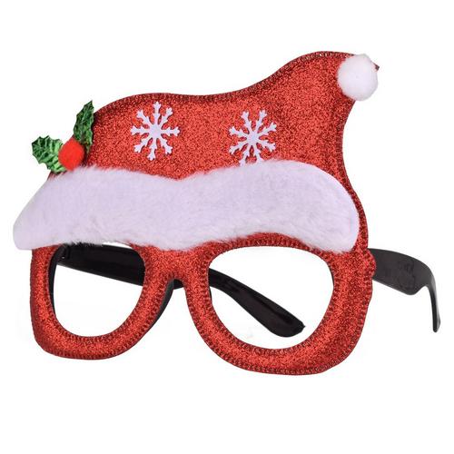 Brighten The Season Santa Hat Holly Party Glasses