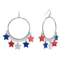 Americana Open Circle Star Charms Dangle Earrings