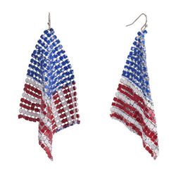 Americana 3.5 In. Mesh Flag Dangle Earrings