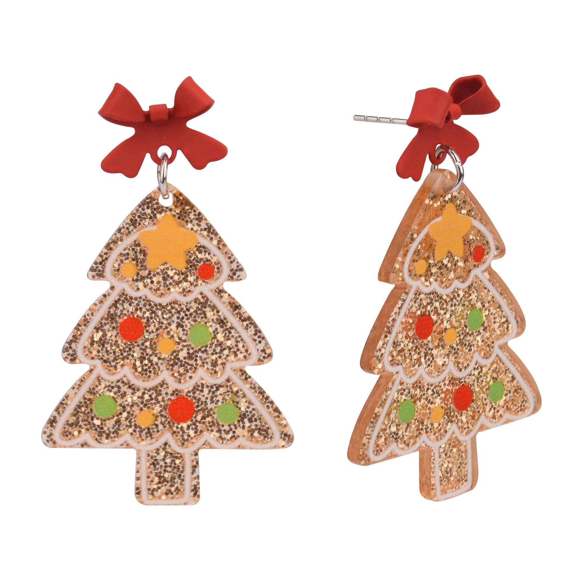 Brighten The Season Holiday Glitter Tree Dangle Earrings