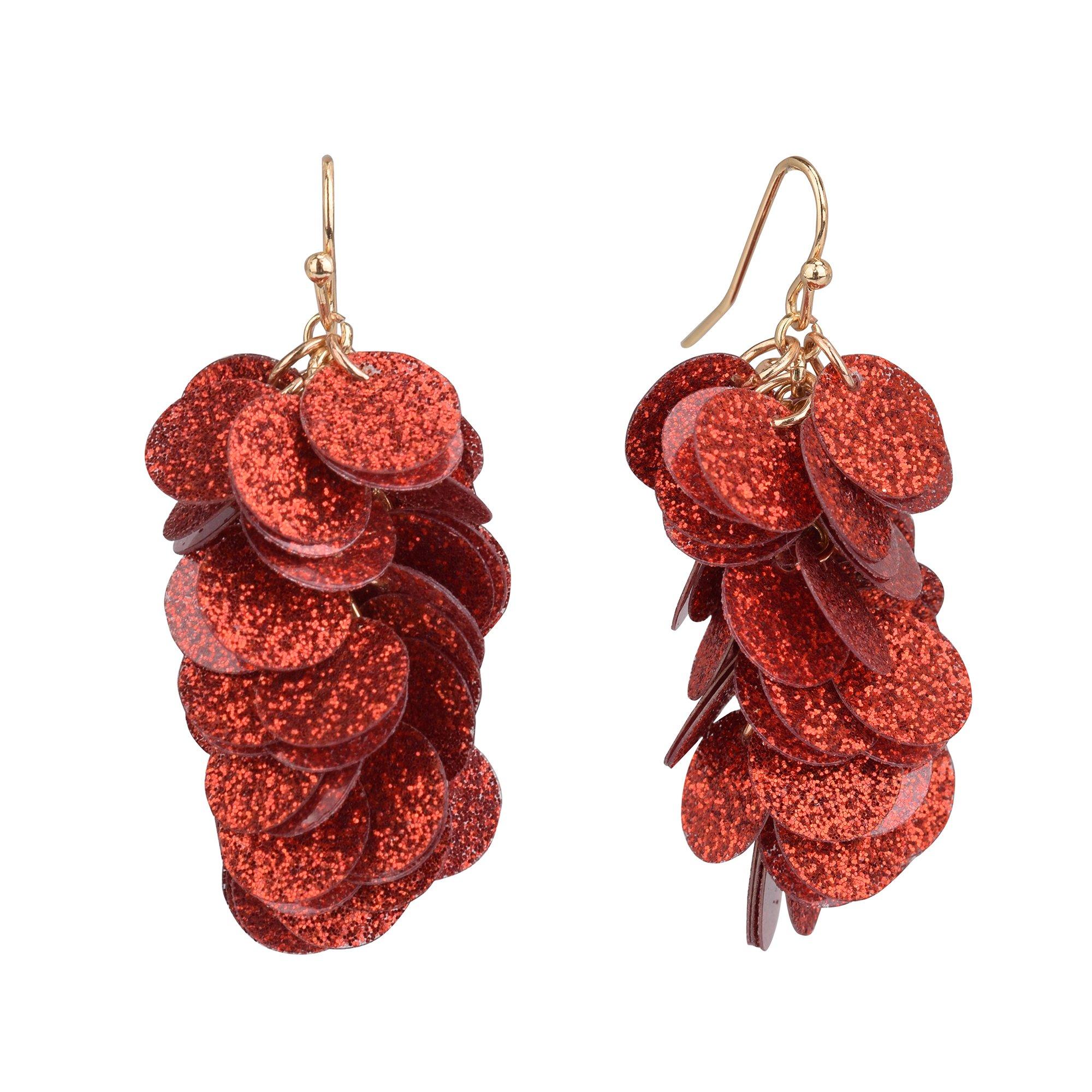Brighten The Season Glitter Sequin Cluster Dangle Earrings