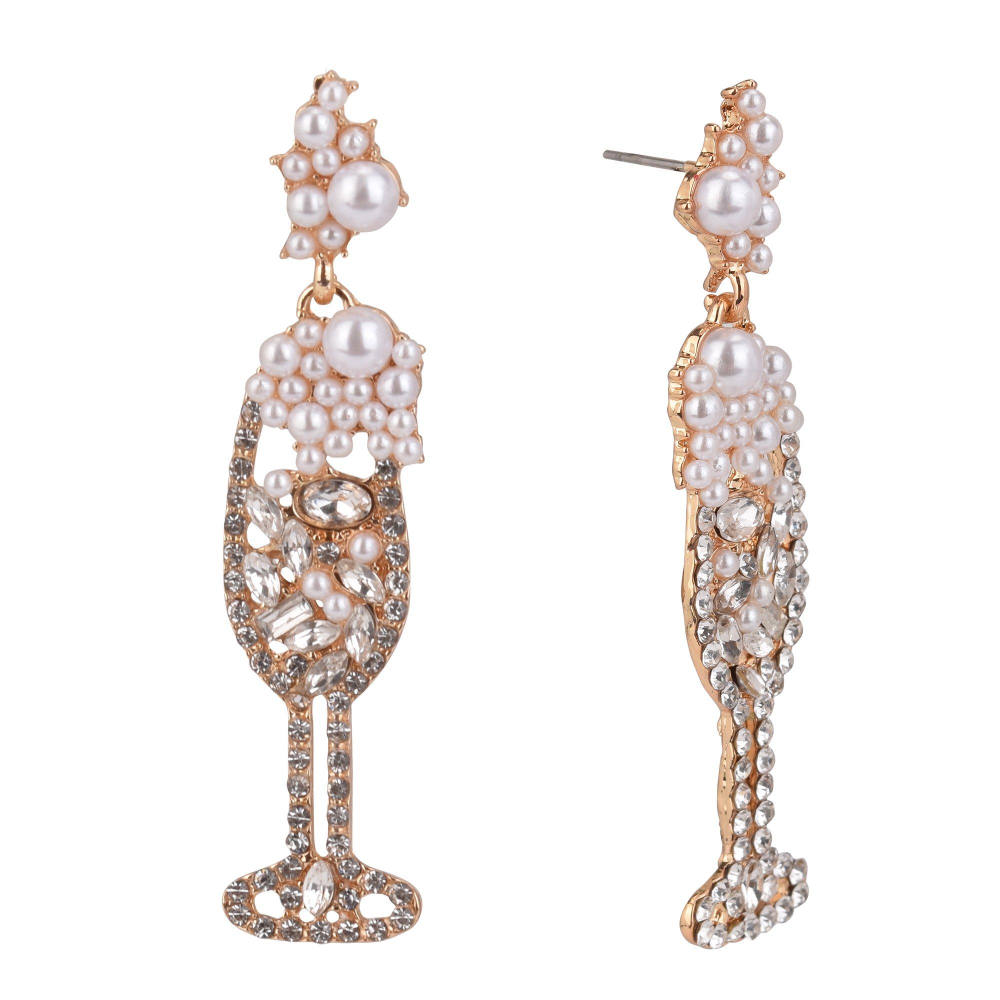 Brighten The Season 2 In. Champagne Glass Dangle Earrings