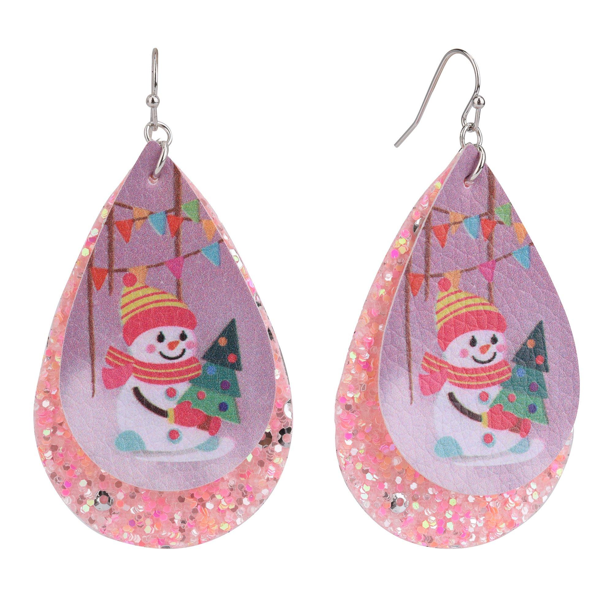 Teardrop Snowmen Dangle Earrings