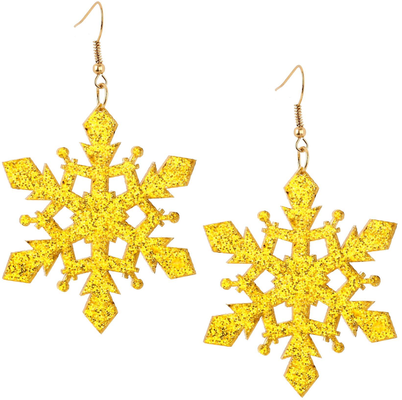 Brighten The Season 3 In. Glitter Snowflakes Dangle Earrings