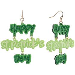 Happy St Patricks Day Dangle Earrings
