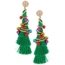 Brighten The Season Fringe Wrap Christmas Tree Earrings