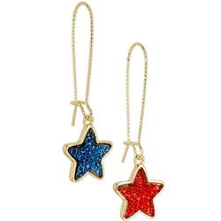 Americana Holiday Star Gold Tone Dangle Earrings