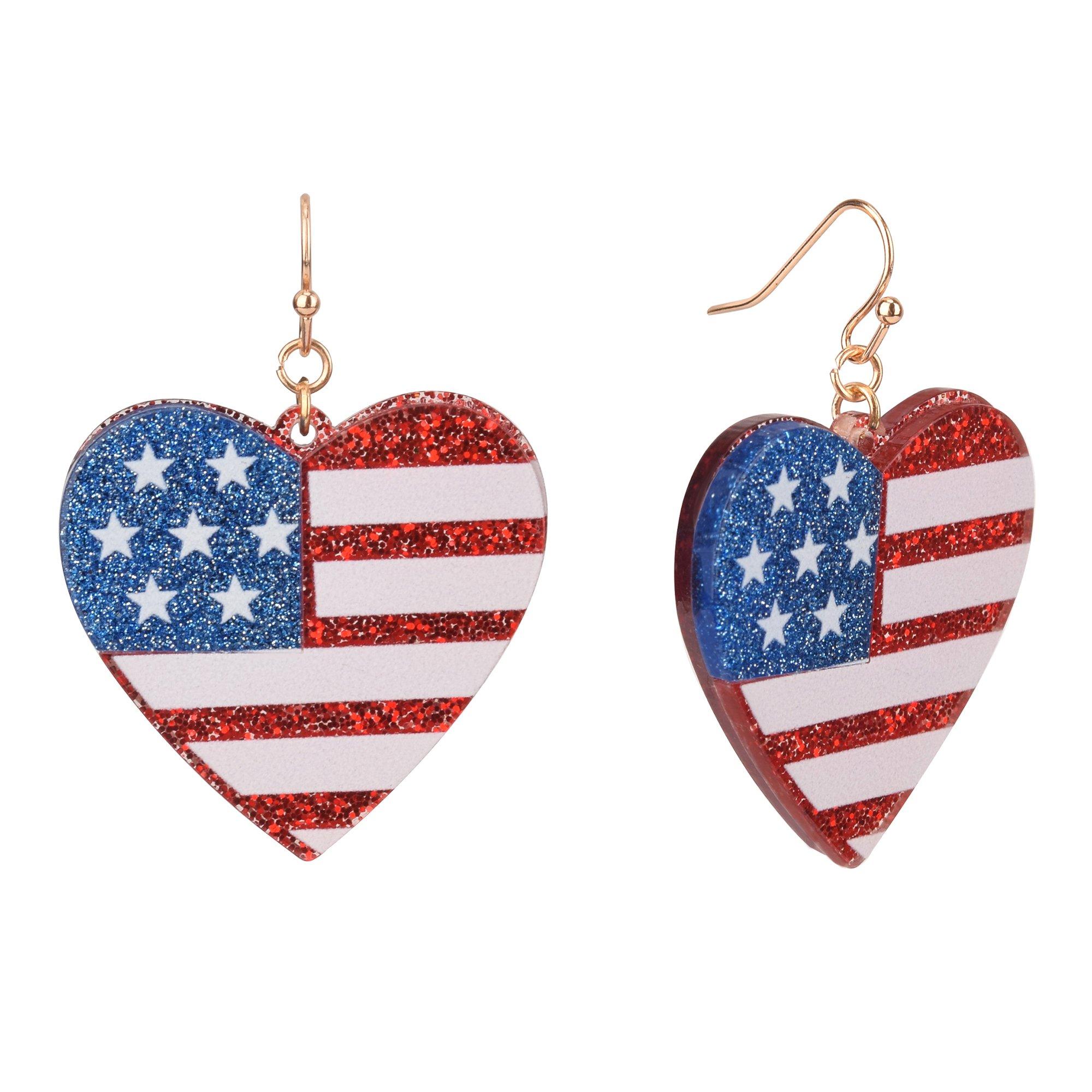 Americana Heart Acrylic Earrings