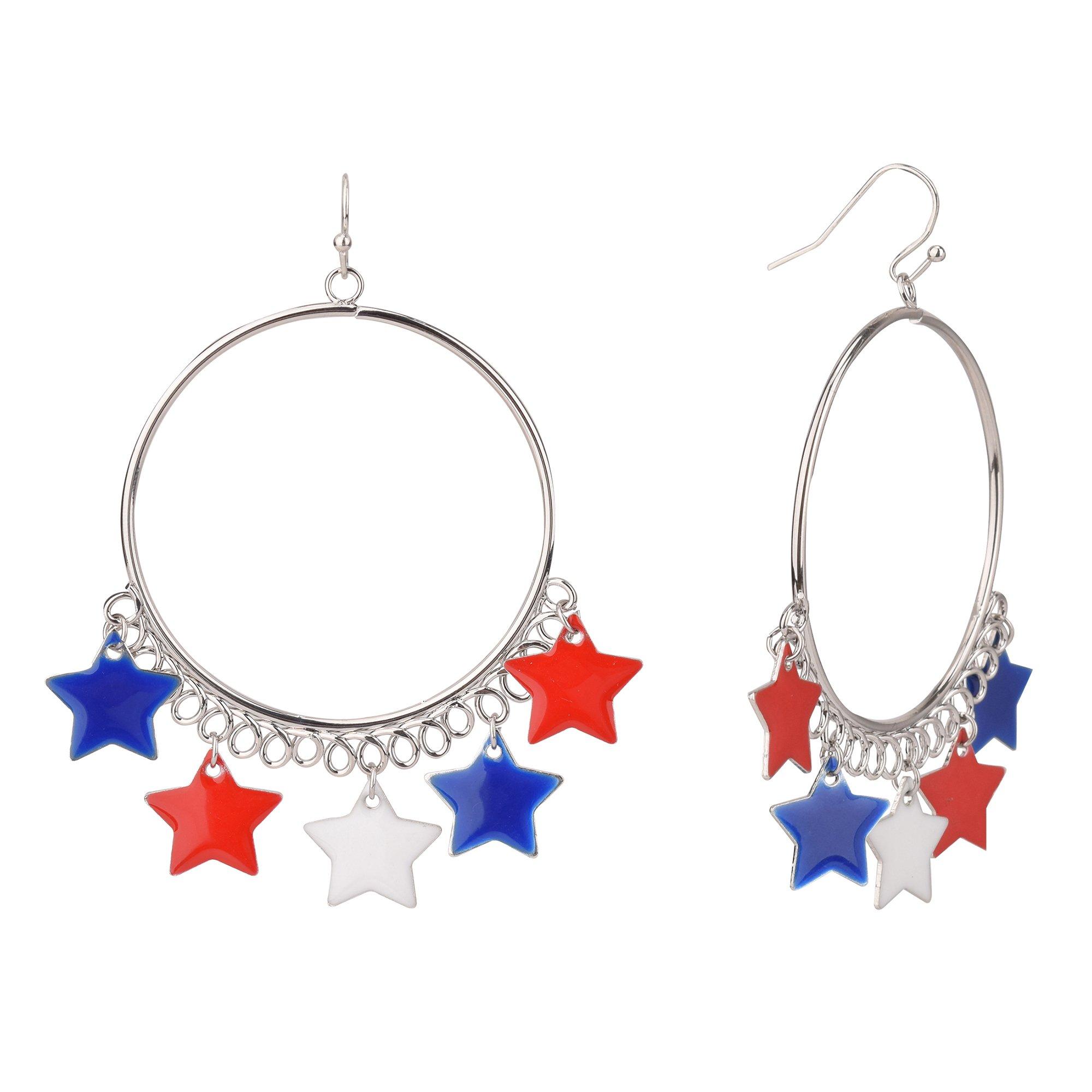 Americana Star Hoop Drop Earrings