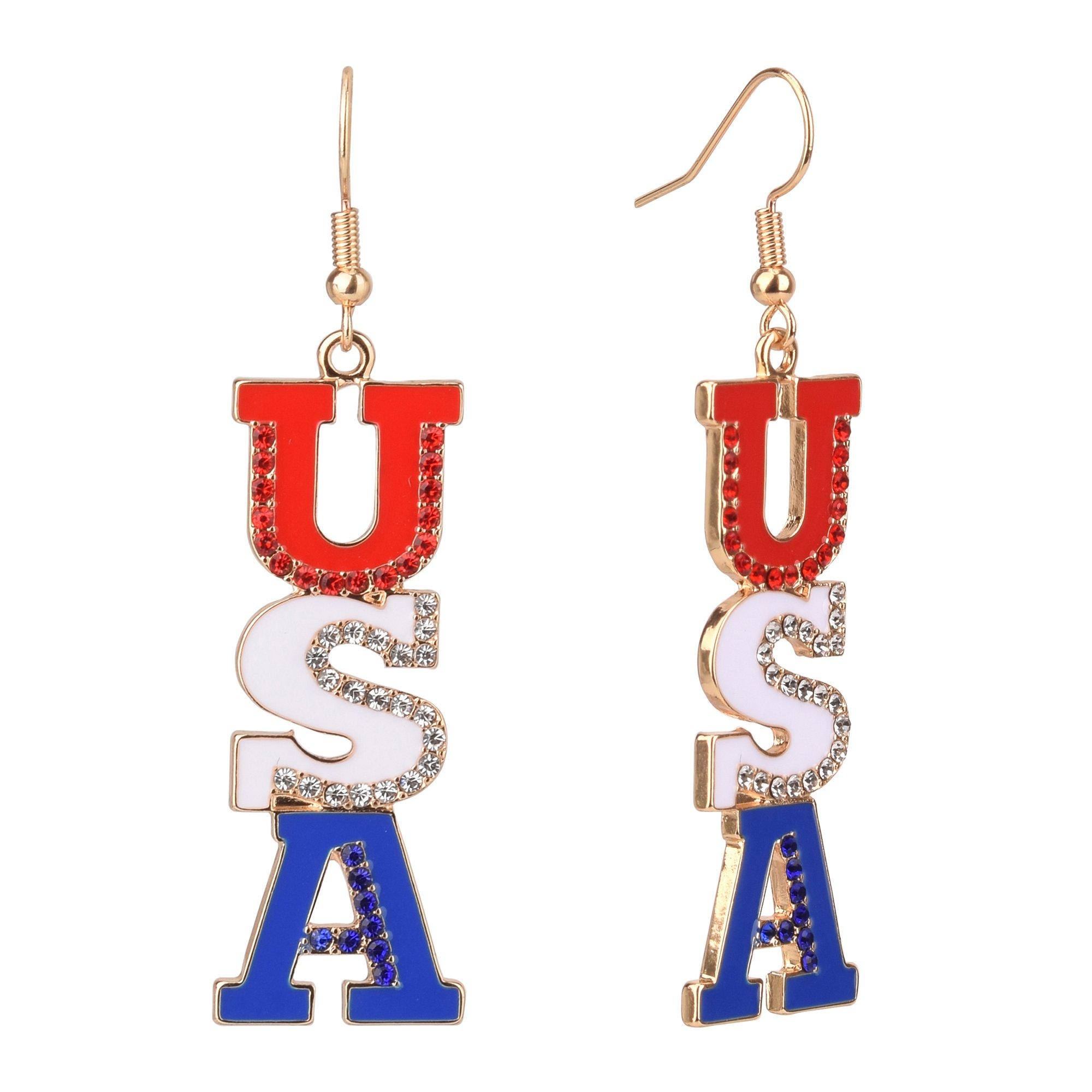 Americana USA Letters Drop Earrings