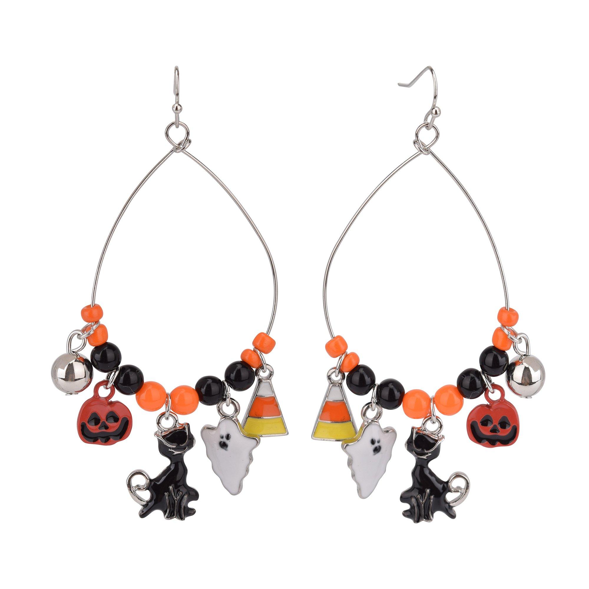 Halloween 3 In. Charms Teardrop Dangle Earrings