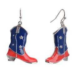 Americana 1.75 In. Enamel Cowboy Boots Dangle Earrings