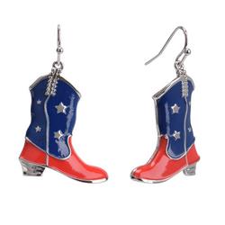 1.75 In. Enamel Cowboy Boots Dangle Earrings