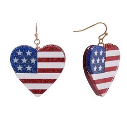 Americana 1.75 In. Heart Flags Dangle Earrings