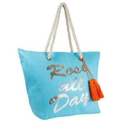 Rose All Day Straw Beach Tote