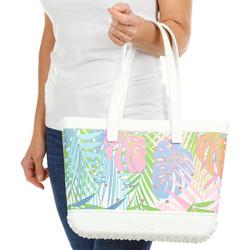 Pastel Tropical Print Perforated EVA Beach Tote Bag