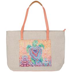 Sea Heart Print Fabric Beach Tote Bag