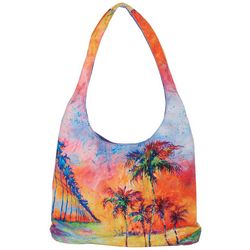 Leoma Lovegrove Parade Of Palms Print Fabric Hobo Bag