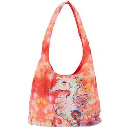 Sea Pony Print Fabric Hobo Bag