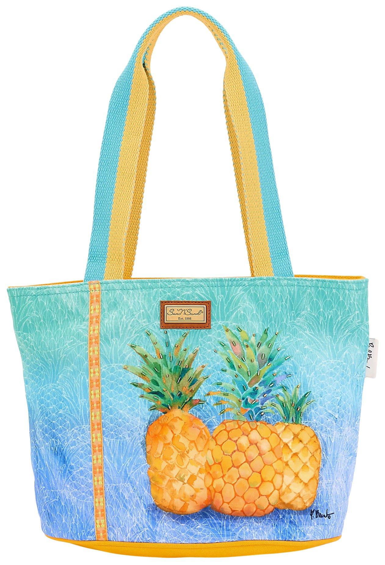 Sun N' Sand Pineapple Print Canvas Beach Tote Bag