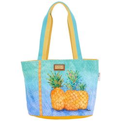 Sun N' Sand Pineapple Print Canvas Beach Tote Bag