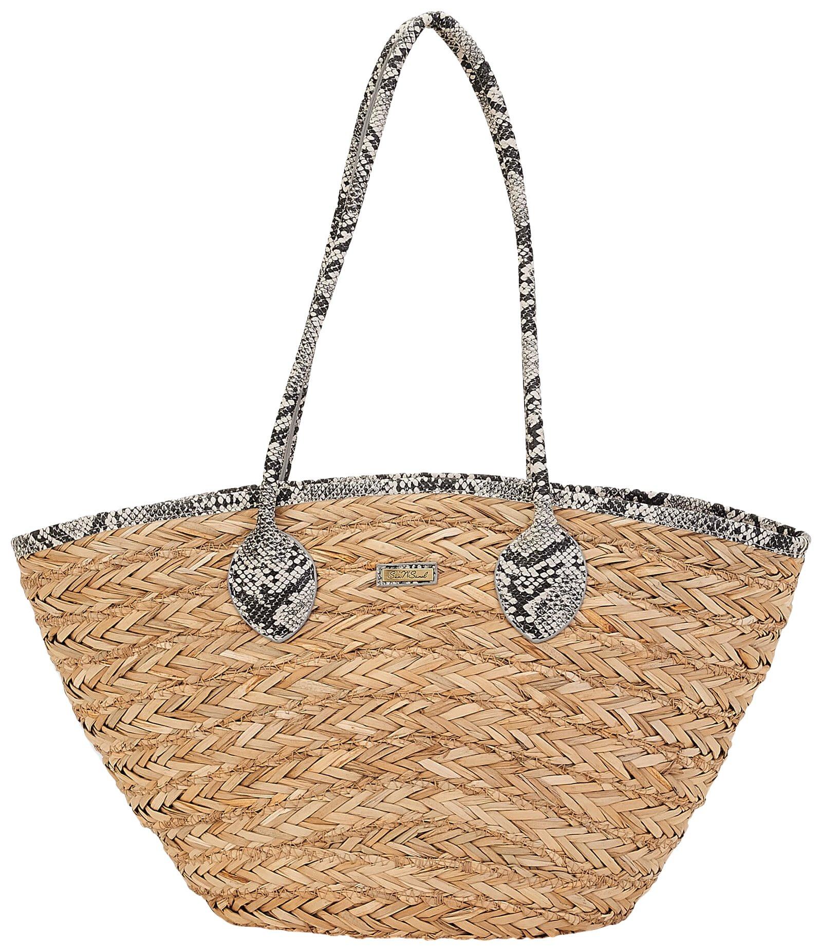 Woven Straw Beach Tote Bag