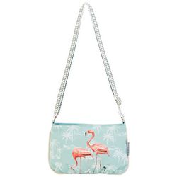 Sun N' Sand Flamingo Palm Canvas Crossbody Beach Handbag