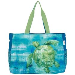 Paul Brent Turtle Print Canvas Beach Tote Bag