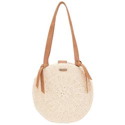 Woven Poly Straw Round Shoulder Beach Handbag