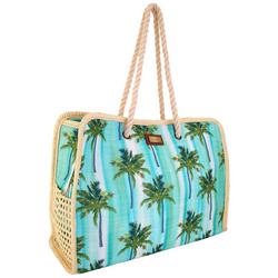 Joanna Palm Print Beach Tote Bag
