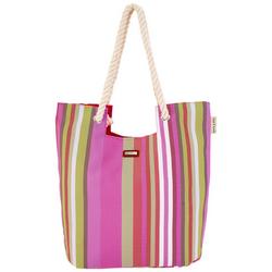 Scoop Stripe Poly Woven Beach Tote Bag