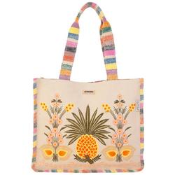 Vivienne Pineapple Canvas Beach Tote Bag