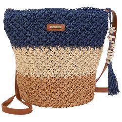 Sun N' Sand Natural Crochet Stripe Crossbody Bag
