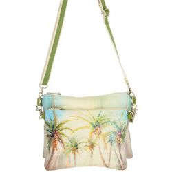 Sun N' Sand 2-Bag Fabric Watercolor Palms Mini Crossbody Set