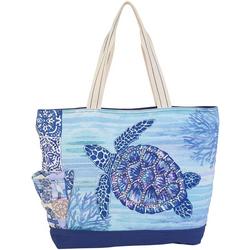 Turtle Graphic Beach Bag Tote
