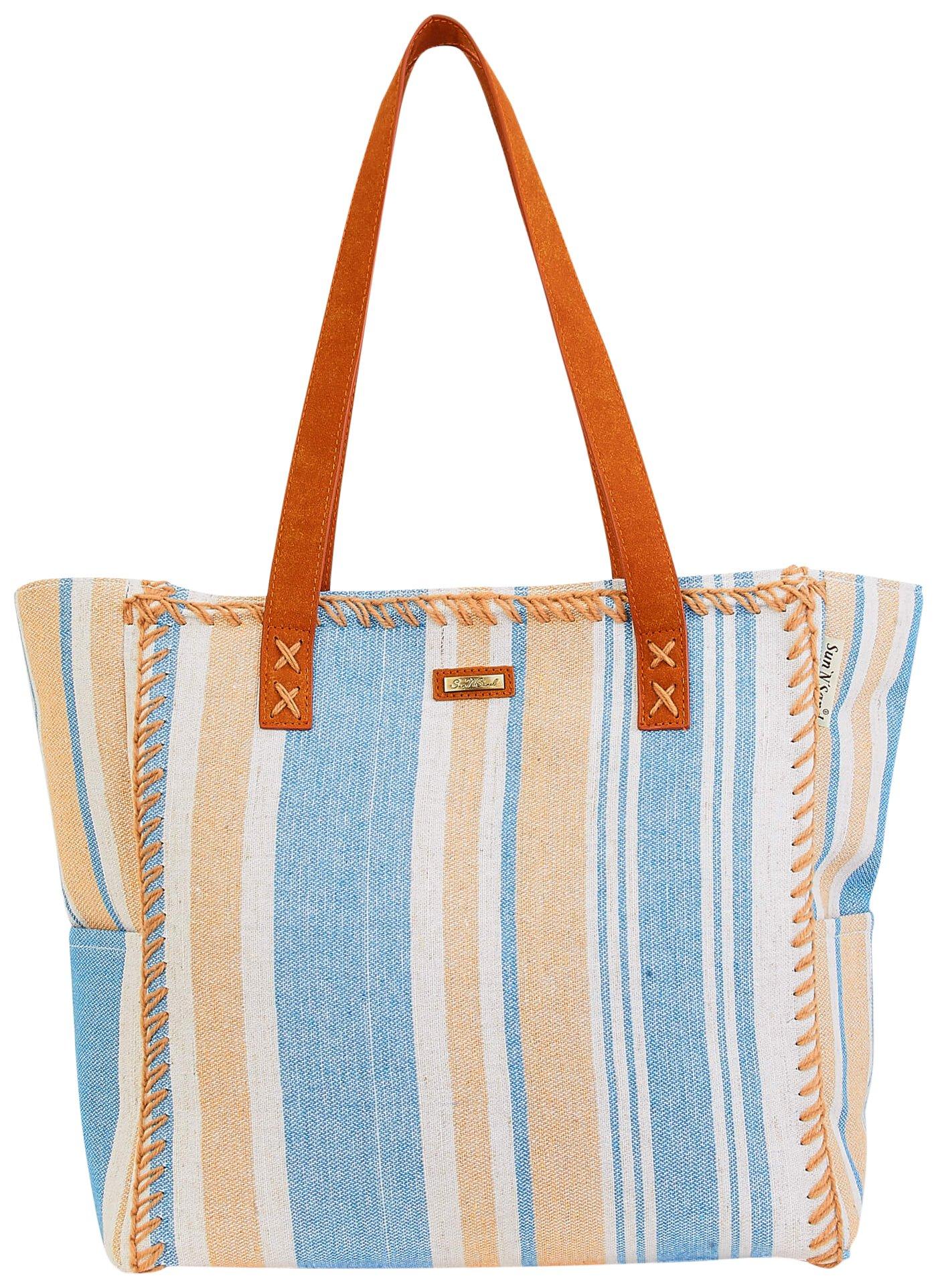 Lugo Stripe Stitched Beach Shoulder Tote