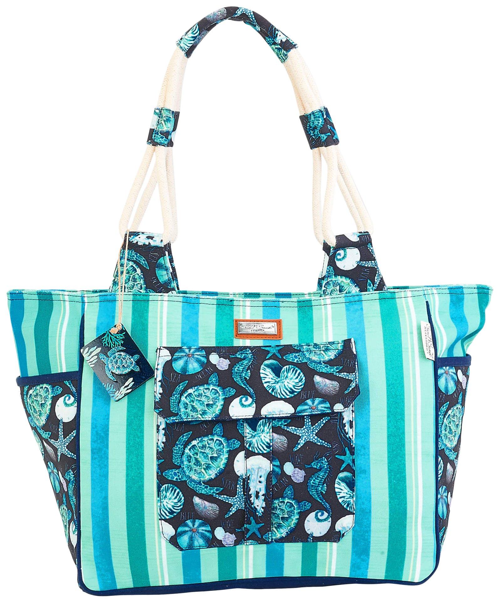 Under The Waves Print Canvas Tote Bag
