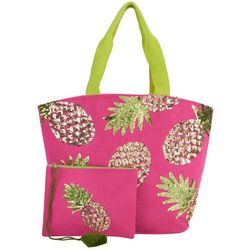 Mina Victory Pineapple Sequin Beach Tote & Matching Clutch